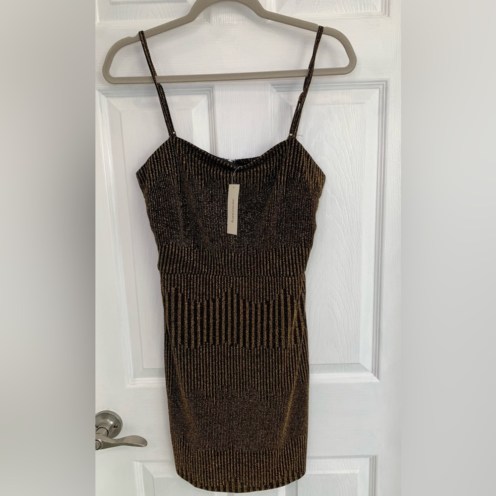 NET Francesca's Collections Black and Gold Strapless Cocktail dress